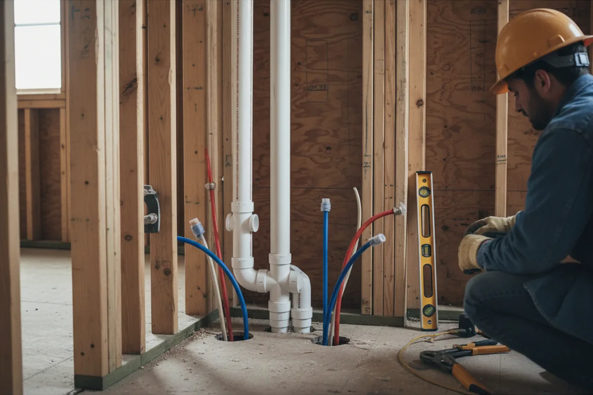 Drain and supply rough-in during Drain Cleaning in Thorndale